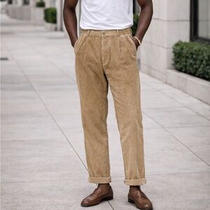 Jos. A. Bank Men’s Corduroy Pants Tan 38X30 100% Cotton Cuffed Wrinkle Resistant